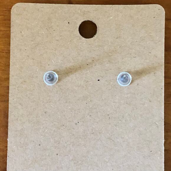 Pink Present Gold Ribbon Stud Earrings - Hand Painted Wood, Hypoallergenic - Picture 4 of 4